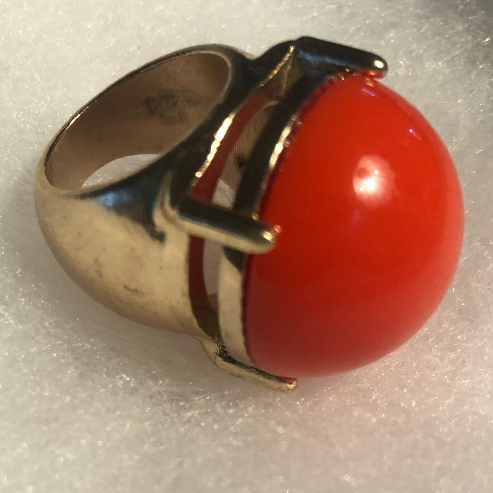 Bold Orange Lucite Dome Statement Ring - image 3